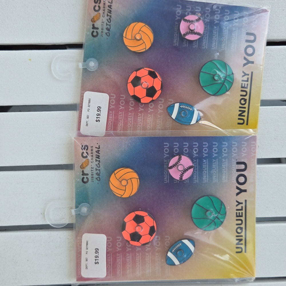 NWT "Crocs" Jibbitz Spinning Sports  (Set Of 2 Packs) 10 Jibbitz Total
